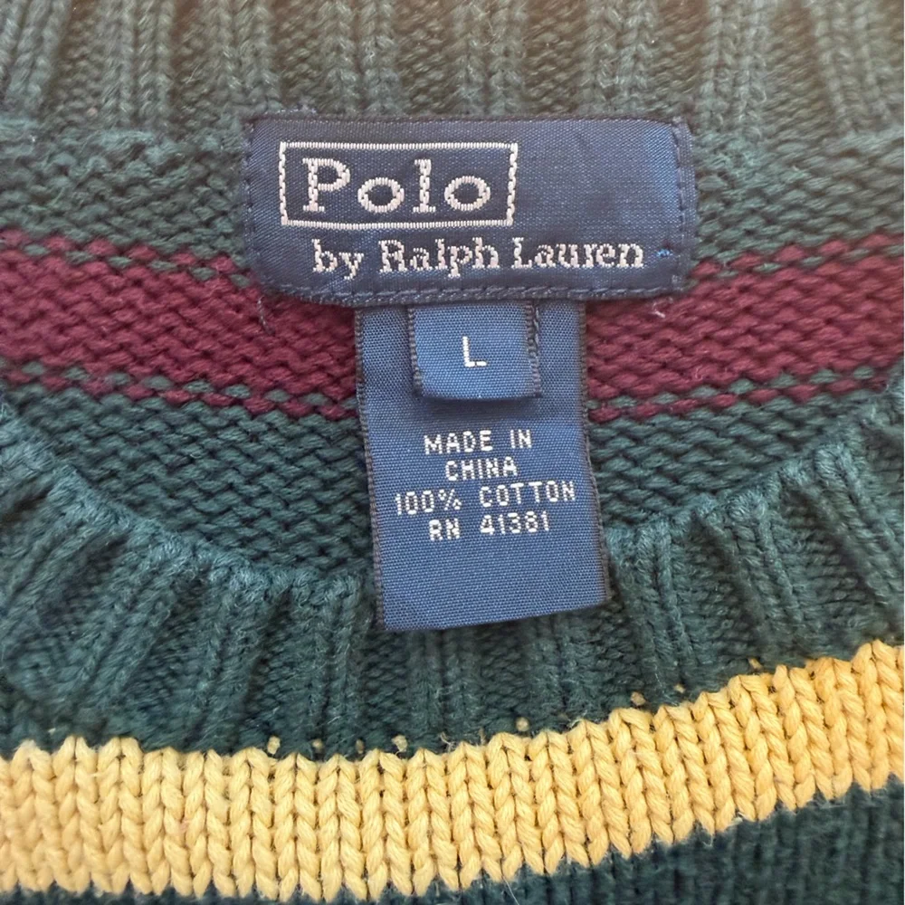 Polo by Ralph Lauren Vintage Green Striped Crewneck Sweater
